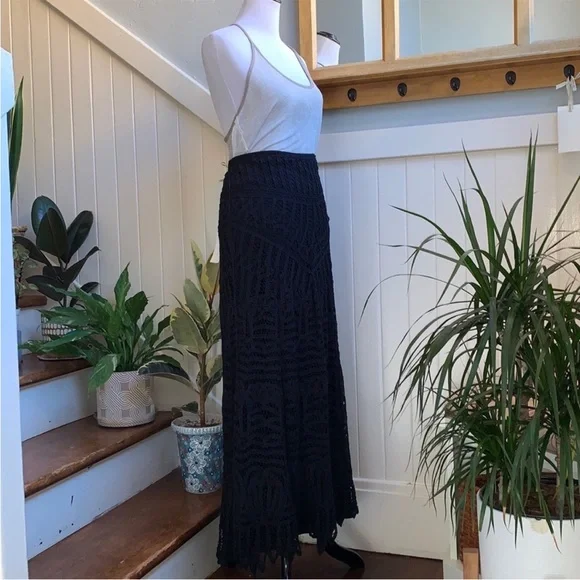 NWT Twelfth Street By Cynthia Vincent Lace Maxi Skirt/Dress in Black